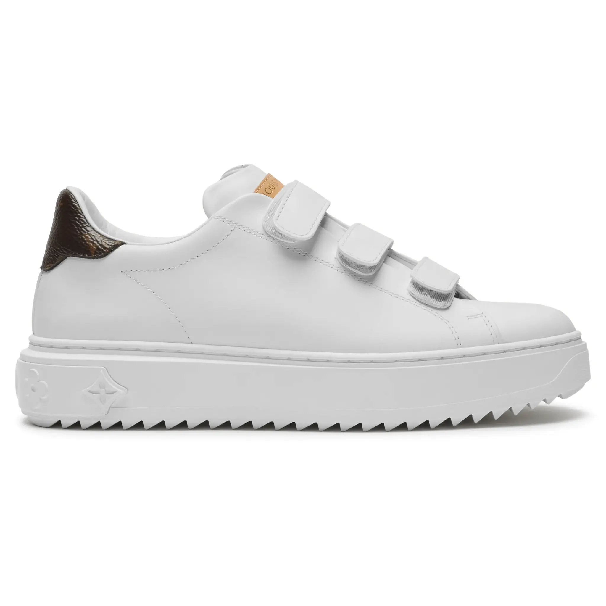 Side View of Louis Vuitton Time Out Strap White Sneaker 1AAP6F